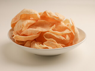 Variety of crackers on white background