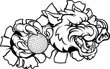 Boar Wild Hog Razorback Warthog Pig Golf Mascot