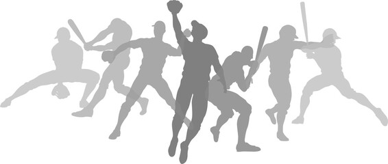Baseball Silhouette Players Player Silhouettes