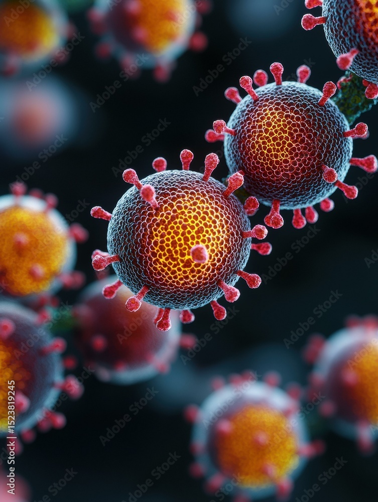 Aufkleber close-up view of colorful microscopic structures. ai.