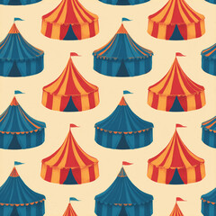 Fototapeta premium circus themed colorful seamless pattern — fun and vibrant illustration perfect for kids' party invitations, wrapping paper, textile design, or digital backgrounds