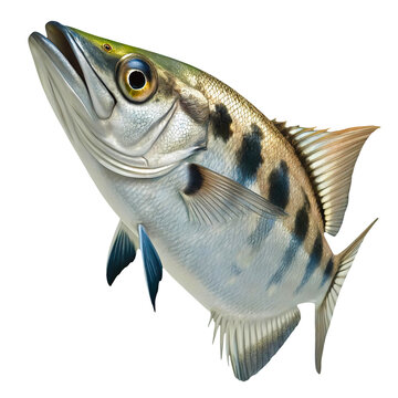 Toxotes Jaculatrix (Archerfish) Isolated on Transparent Background Tropical Freshwater Fish