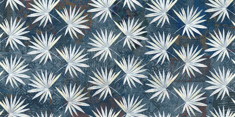 seamless floral pattern star vector seamless Pattern isolated repeat background wallpaper Hand drawn palm tree seamless pattern illustration set. Hawaiian print collection, summer vacation background 