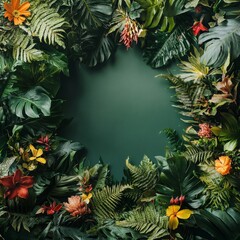 Tropical Leaf and Flower Wreath