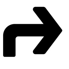 Bold Black Curved Right Arrow Icon
