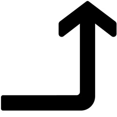 Long Thin Black Curved Up Arrow Icon
