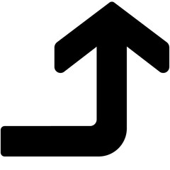 Thin Black Curved Up Arrow Icon

