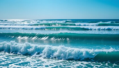 Fototapeta premium Ocean waves rolling in the sea on a sunny day