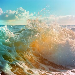 Vibrant Ocean Wave at Sunset