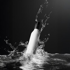 White Water Bottle Splashing in Water