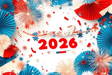 Obraz premium 2026, Holiday greeting card for designers. USA.