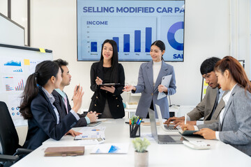 Business Team Meeting Presentation in Conference Room