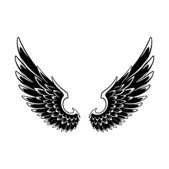 Fototapeta premium Wings icon. Black wings icons isolated on white background. Vector illustration.