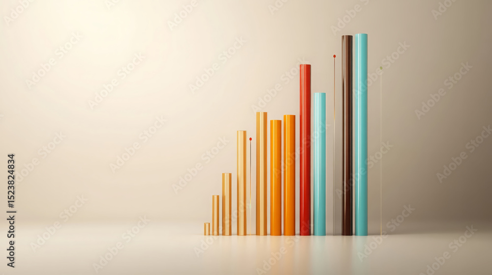 Aufkleber artistic bar graph with colorful bars representing data growth and trends
