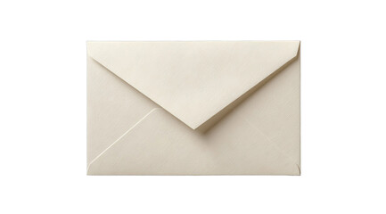 A plain, light beige envelope, closed and facing forward, is displayed on a black background