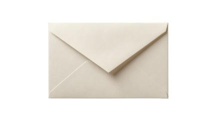A plain, light beige envelope, closed and facing forward, is displayed on a black background