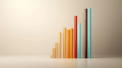 Artistic bar graph with colorful bars representing data growth and trends