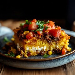 Slice of Tamale Pie with Toppings