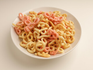 Variety of crackers on white background