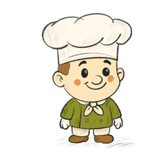 Cute food character set – cartoon chef boy hand drawn illustration