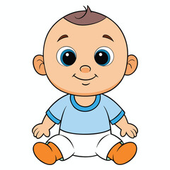 create a cute baby vector in white background