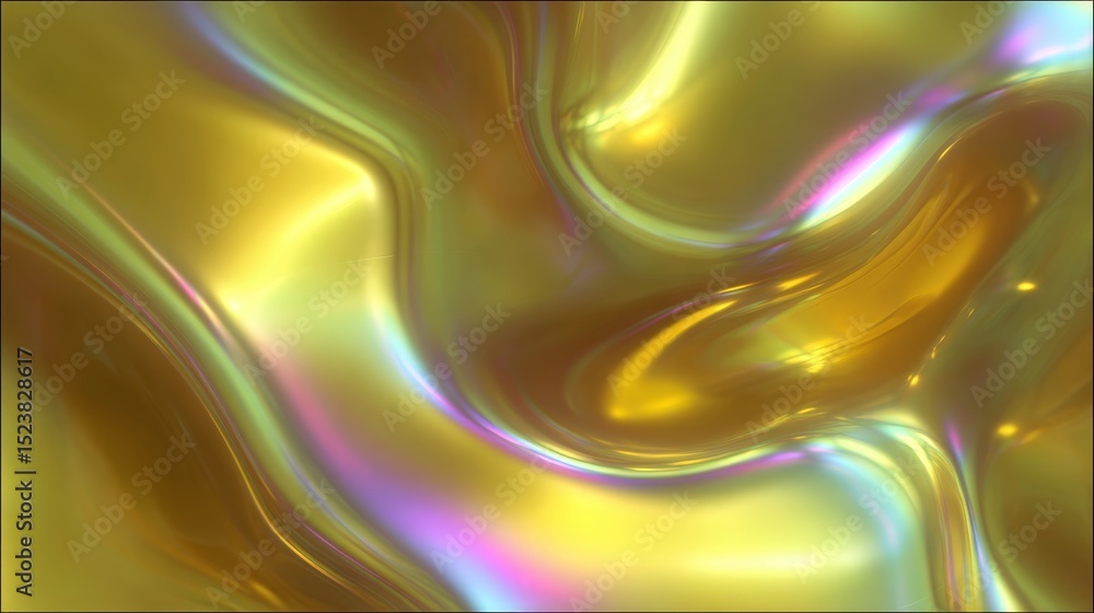 Poster abstract golden holographic background texture with shimmering metallic surface, vibrant iridescent 