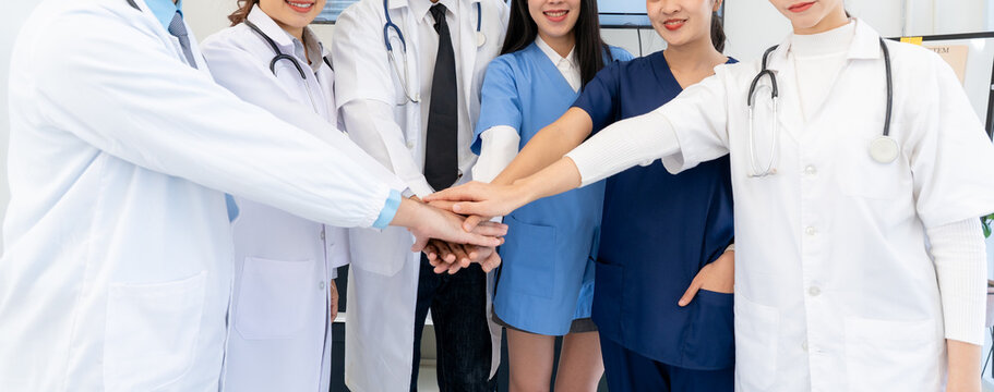 Medical Team Stacking Hands in Unity