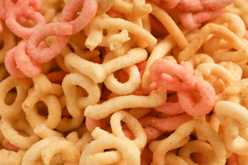 Variety of crackers on white background