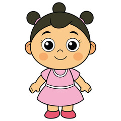 create a cute girl baby vector in white background 