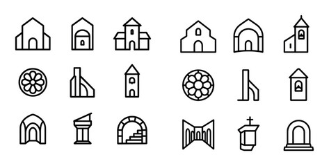 Fototapeta premium Church Icon Grid
