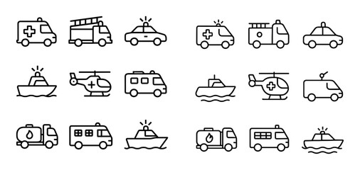 Emergency Vehicles Icons