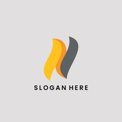 Letter N Flame logo simple vector