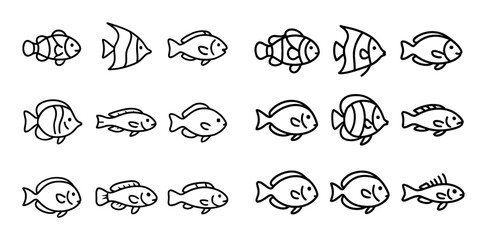 Obraz premium Minimalist Reef Fish Icons