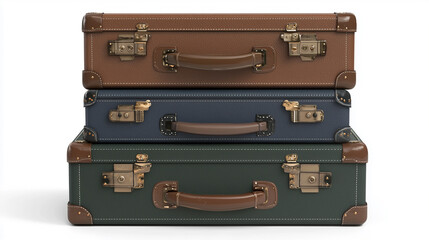 Vintage Suitcases A Stack of Retro Travel Bags in Elegant Hues