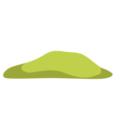 Flat design of a small green hill, perfect for outdoor scenes, nature themes, or eco-friendly projects depicting calm, peaceful terrain and natural landscapes.


