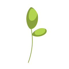Flat vector illustration of a small green sprout with two leaves, ideal for nature themes, growth concepts, or eco-friendly designs symbolizing new beginnings.

