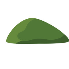 Flat vector illustration of a large green hill, perfect for outdoor scenery, environment design, cartoon landscapes, or peaceful nature-themed artworks.

