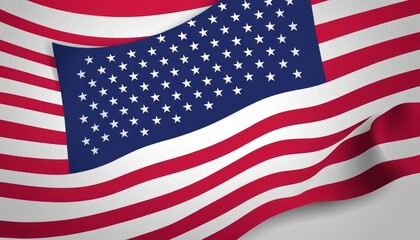 Fototapeta premium An American flag waves gently, its red stripes and white stars create a patriotic design element.