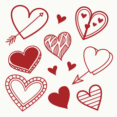 set of red hearts vectors