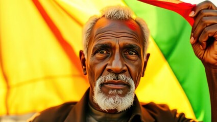 Portrait of an Elderly Man, Flag, and Cultural Identity