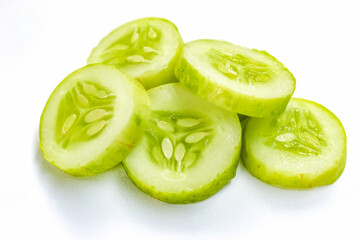 slice of cucumber isolated on white background