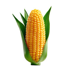 Obraz premium Fresh Corn on the Cob with Green Leaves