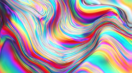 Retro holographic foil background with vibrant iridescent gradient, abstract colorful blur effect and futuristic light texture, perfect for vintage design, digital art, and creative label concepts