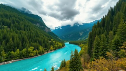 Stunning Gorge, Vibrant River, Cinematic Landscape Photography