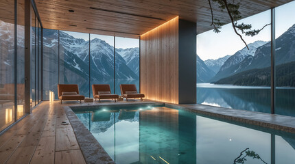 Contemporary Mountain Retreat Spa with Infinity Pool and Alpine Panorama
