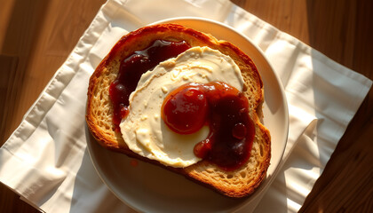 焼きたてトーストととろけるバター、甘いジャム