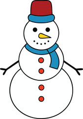Snowman on White Background Winter Holiday Decoration Isolated