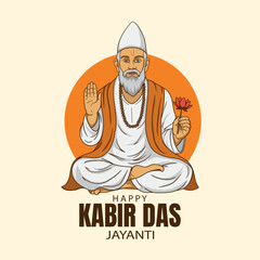 Illustration of Saint Kabir Das Jayanti. famous poet and mystic saint in India