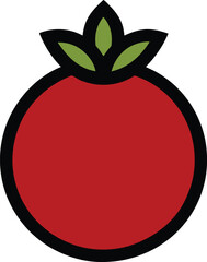 Pomegranate Fruit Icon Black Outline on White Background – Simple Vector Illustration