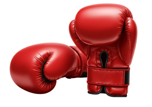Pair of Red Boxing Gloves Isolated on Black Background Ready for Training and Competition in the Ring